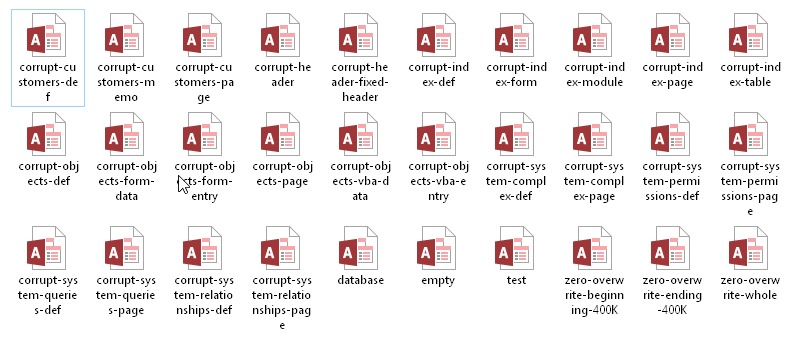 28 corrupted Microsoft Access files