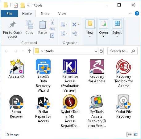 Todas las herramientas de recuperación de datos de Microsoft Access y reparación de archivos accdb y mdb.