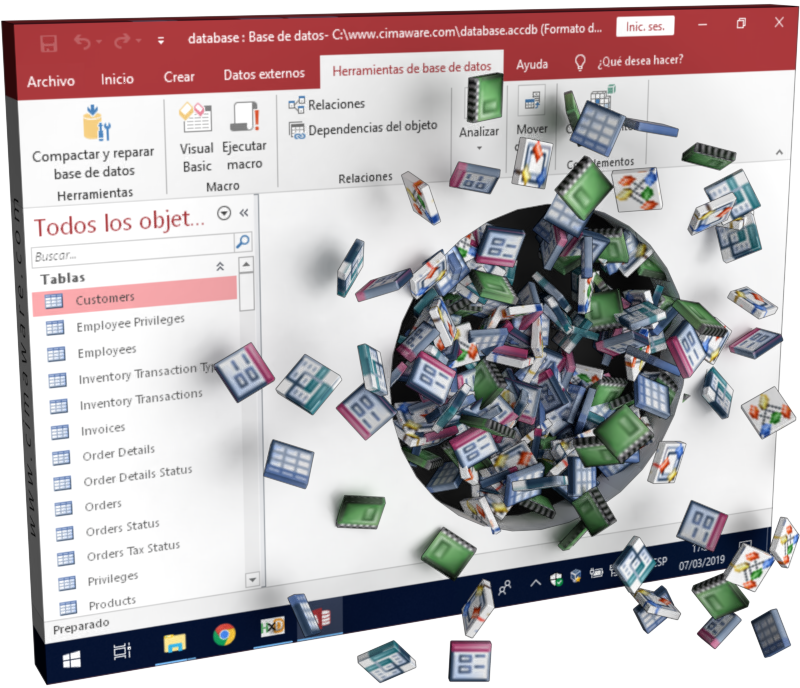 Recreación artística en 3D de objetos perdidos en una base de datos de Microsoft Access