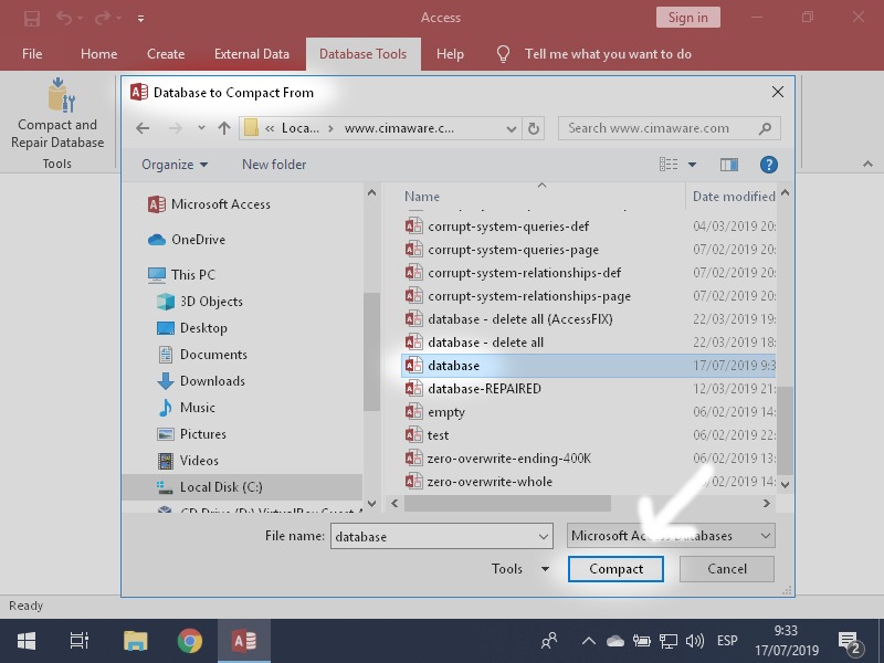 How to repair files in MS Access using and Repair” ACCDB