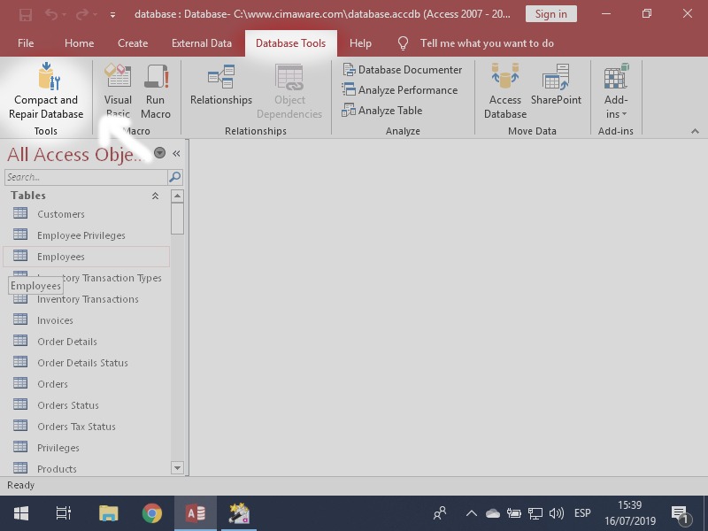 How to repair files in MS Access using and Repair” ACCDB