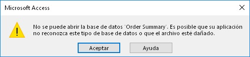 Error de Microsoft Access: No se puede abrir la base de datos