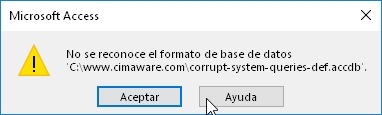 Error de Microsoft Access: No se reconoce el formato de base de datos