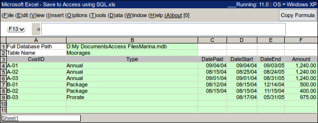 Access export